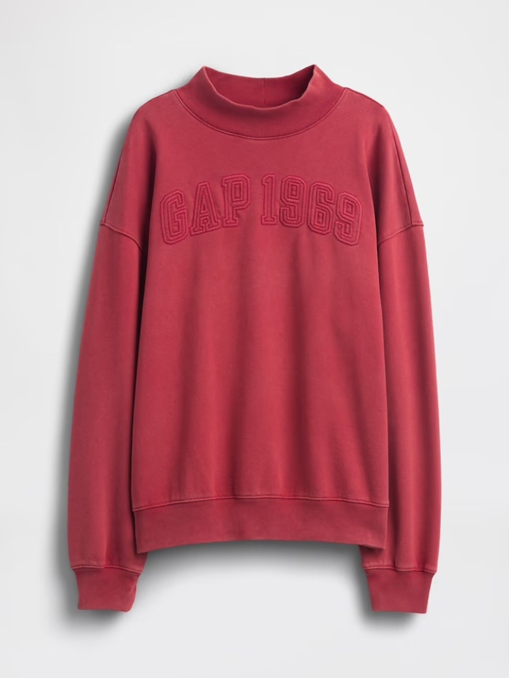 GAP Red Heavyweight French Terry Oversized Mockneck Sweatshirt